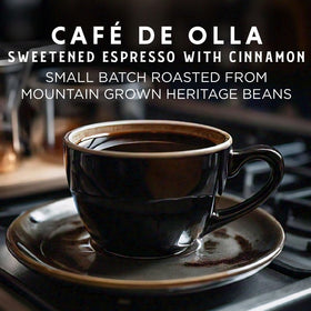 Oriente Sweetened Espresso Cinnamon Pods cup pour reveals bold Cuban aroma.
