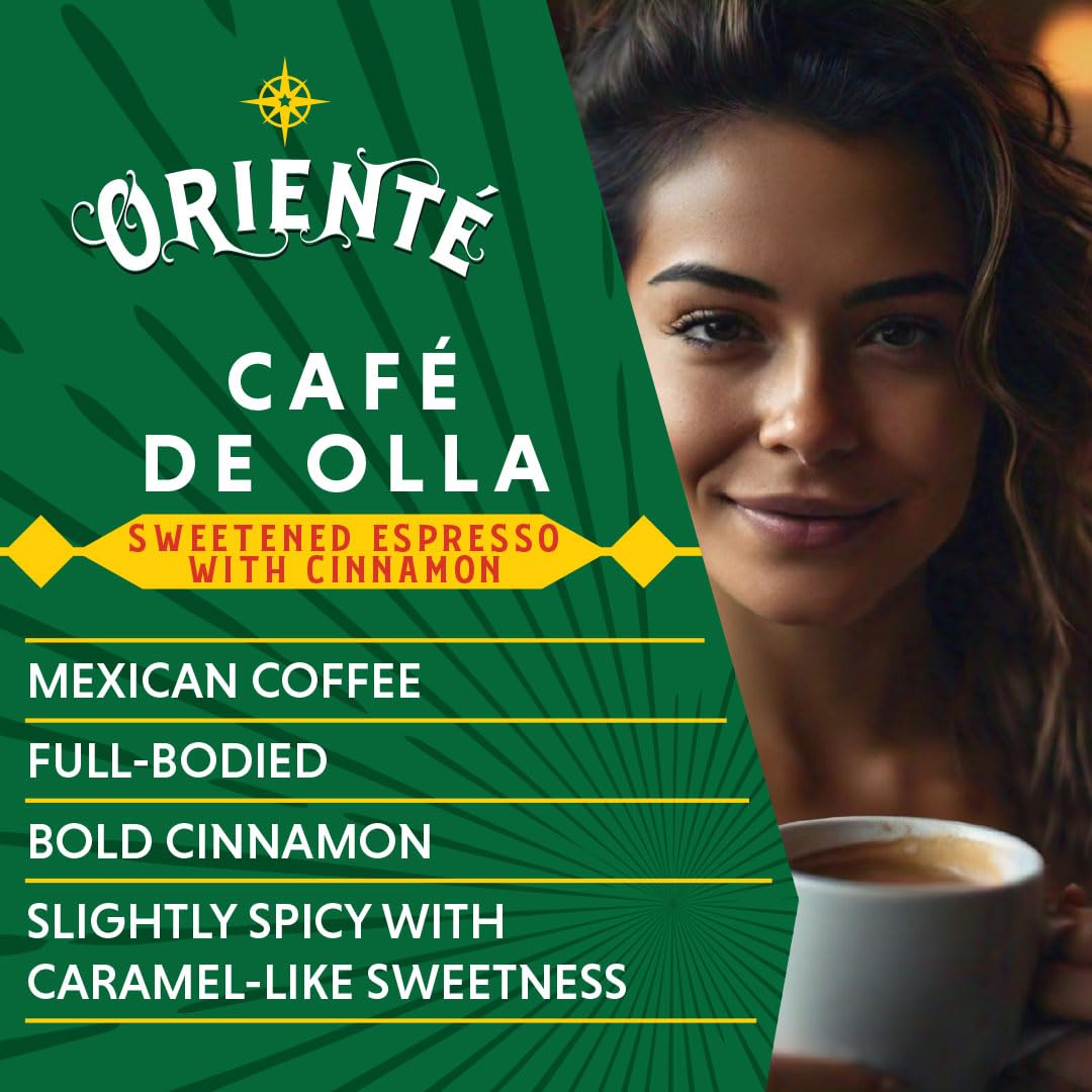 Oriente Sweetened Espresso Cinnamon Pods single-serve pod ready for convenience.