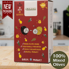 ORIGENES Kalamon black olives with lemon oregano aroma for Greek salads