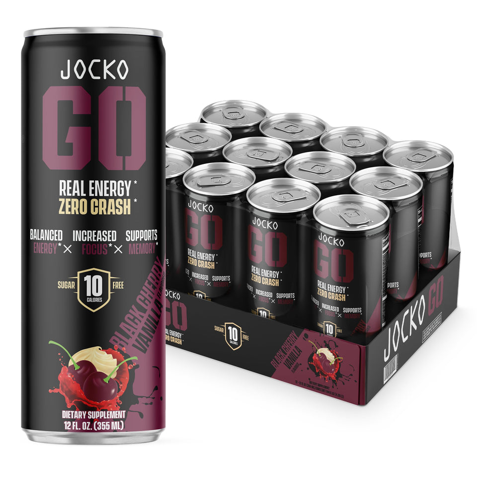 Origin Jocko GO bottle front view offering a sugar-free energy boost for busy days