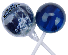 Original Gourmet Blue Raspberry lollipops pack front, ideal for party favors.