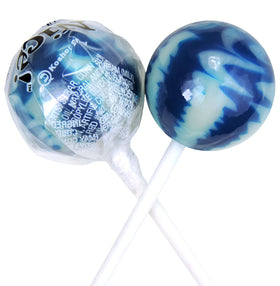 Original Gourmet Blueberries & Cream lollipop close-up, creamy swirl, dessert alternative