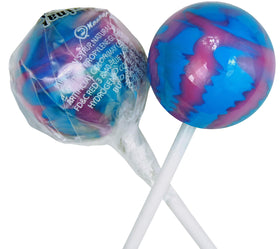 Original Gourmet Cotton Candy Lollipop Bag back view, displays allergen information