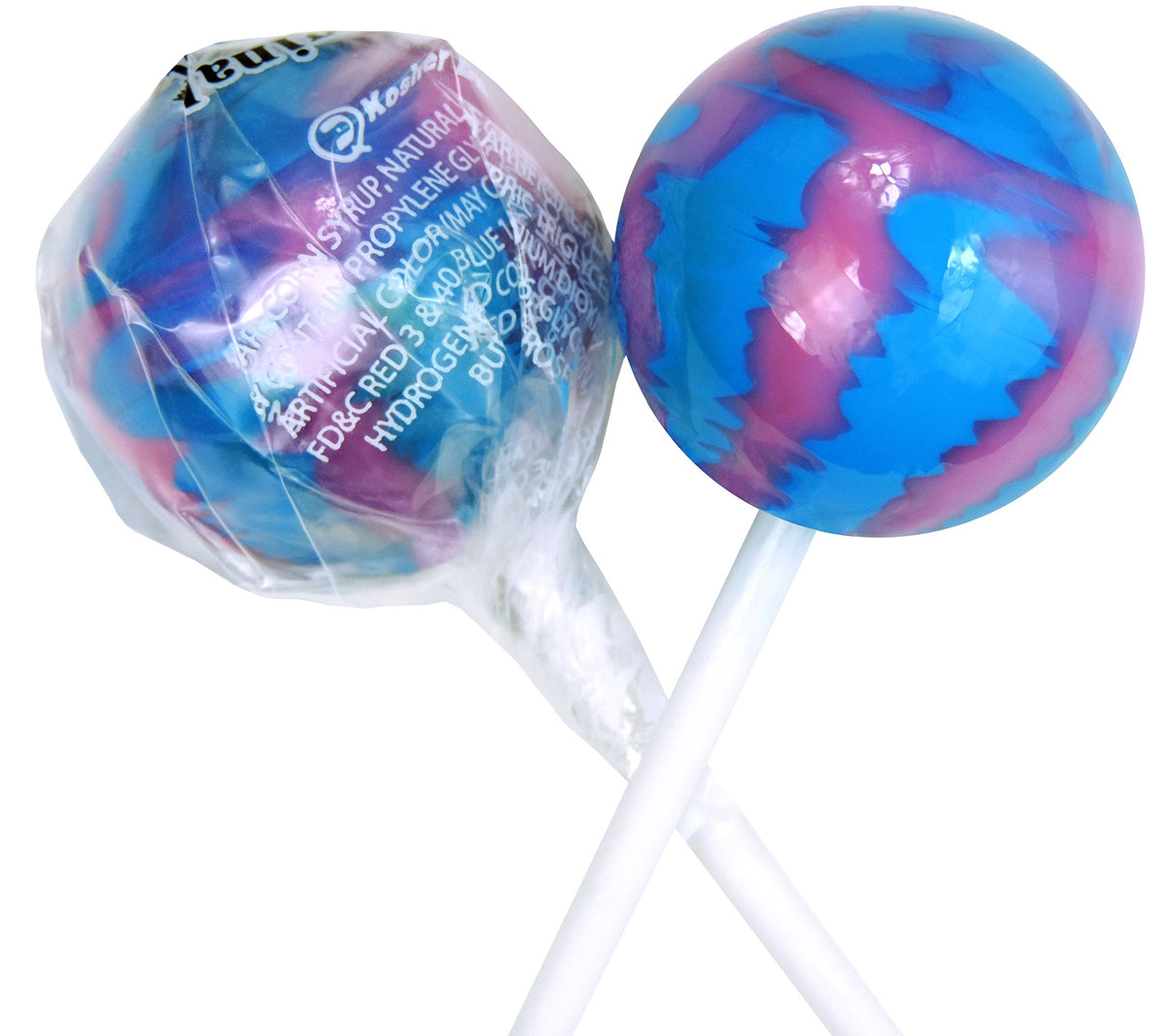 Original Gourmet cotton candy lollipop with vibrant colors for party favors.