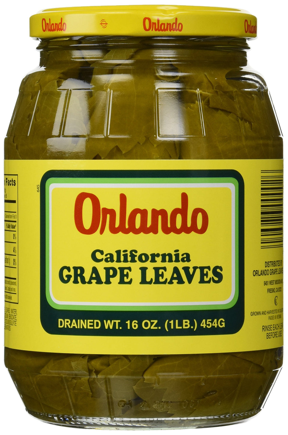 Orlando California grape leaves jar for wraps and garnishes