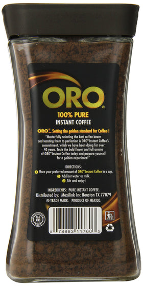 Oro Instant Coffee aroma closeup highlights pure coffee for fast, satisfying cup.