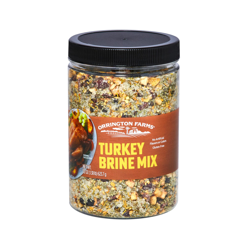 Orrington Farms Turkey Brine Mix jar dissolving in water for juicy turkey