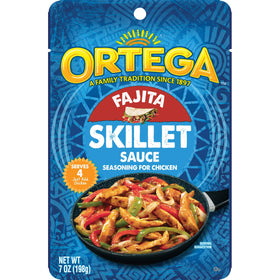 Ortega Fajita Skillet Sauce 7oz bottle pour delivers bold flavor for quick fajitas