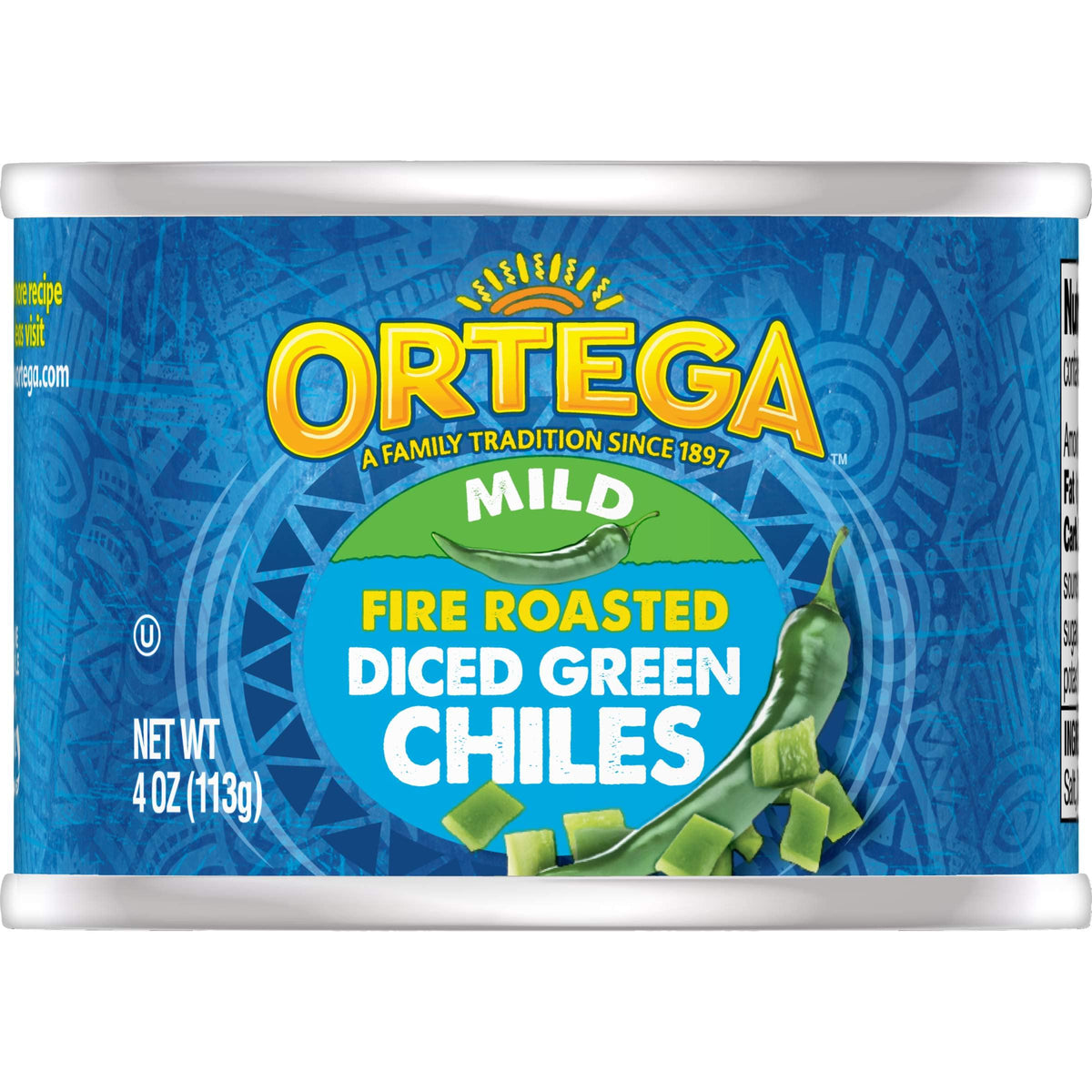 Ortega fire-roasted diced green chiles mild in can for quick weeknight meals.