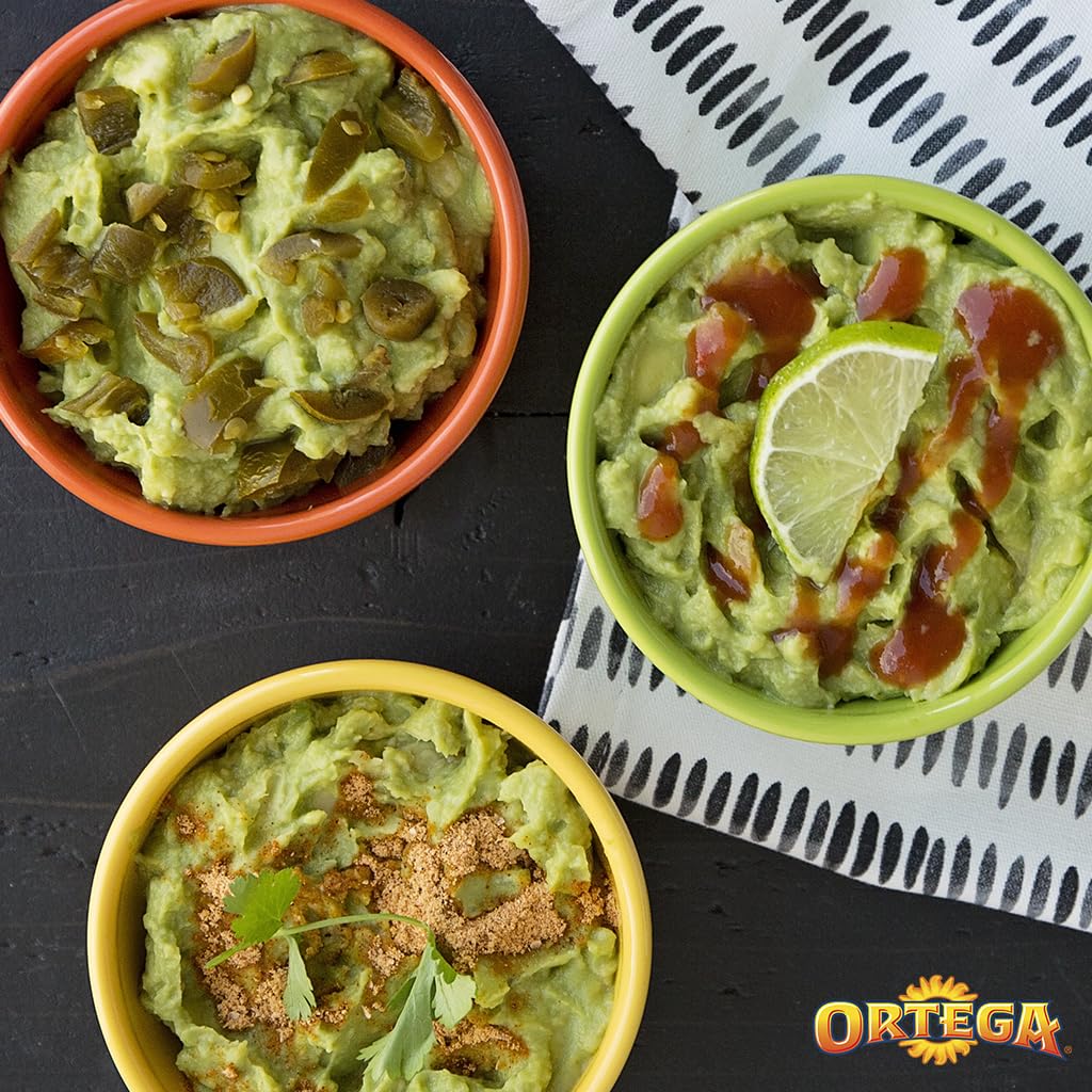 Ortega Guacamole Seasoning enhances tacos with a zesty flavor.