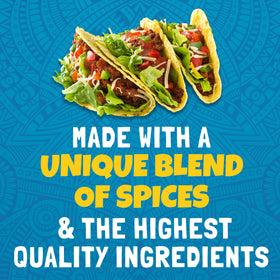 Ortega hot taco seasoning twelve-pack packets laid out for meals