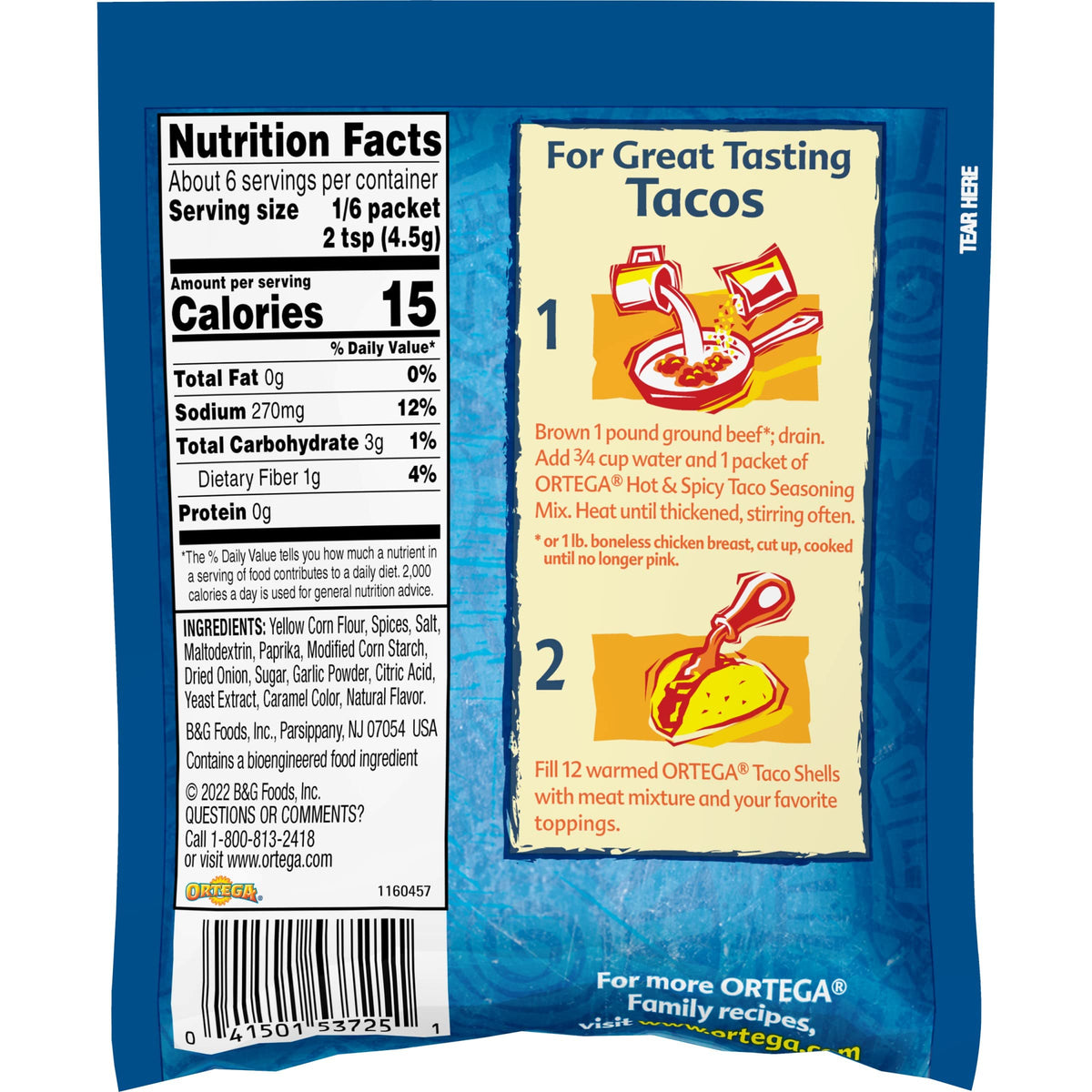 Ortega hot taco seasoning spice blend close-up highlighting heat
