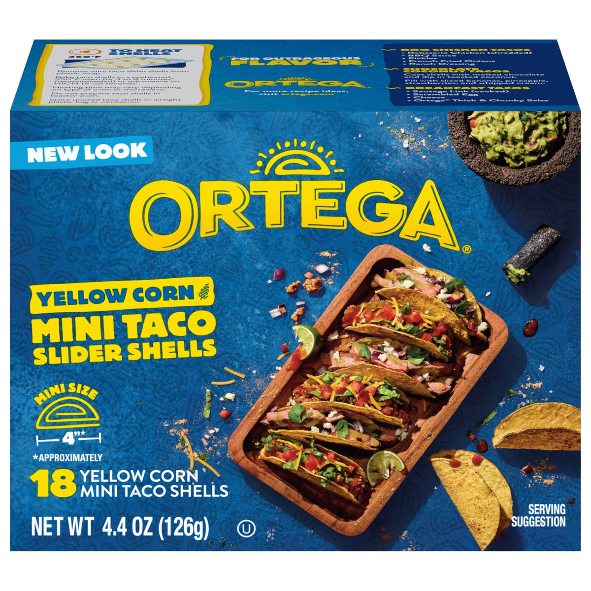 Ortega Mini Taco Slider Shells in yellow corn offer a crispy bite-size option for quick family meals.