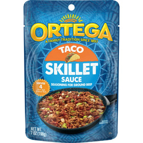 Ortega Taco Skillet Sauce bottle ready for quick family meals.