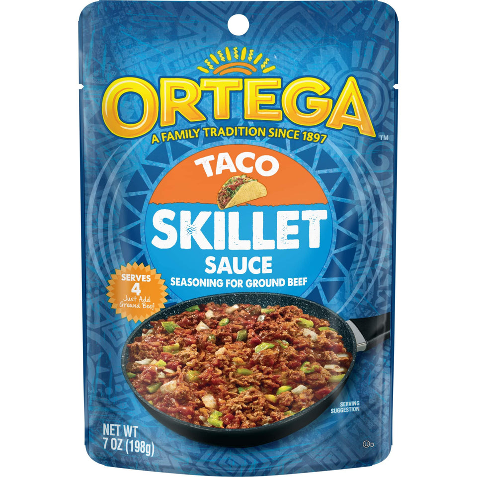 Ortega Taco Skillet Sauce bottle ready for quick family meals.