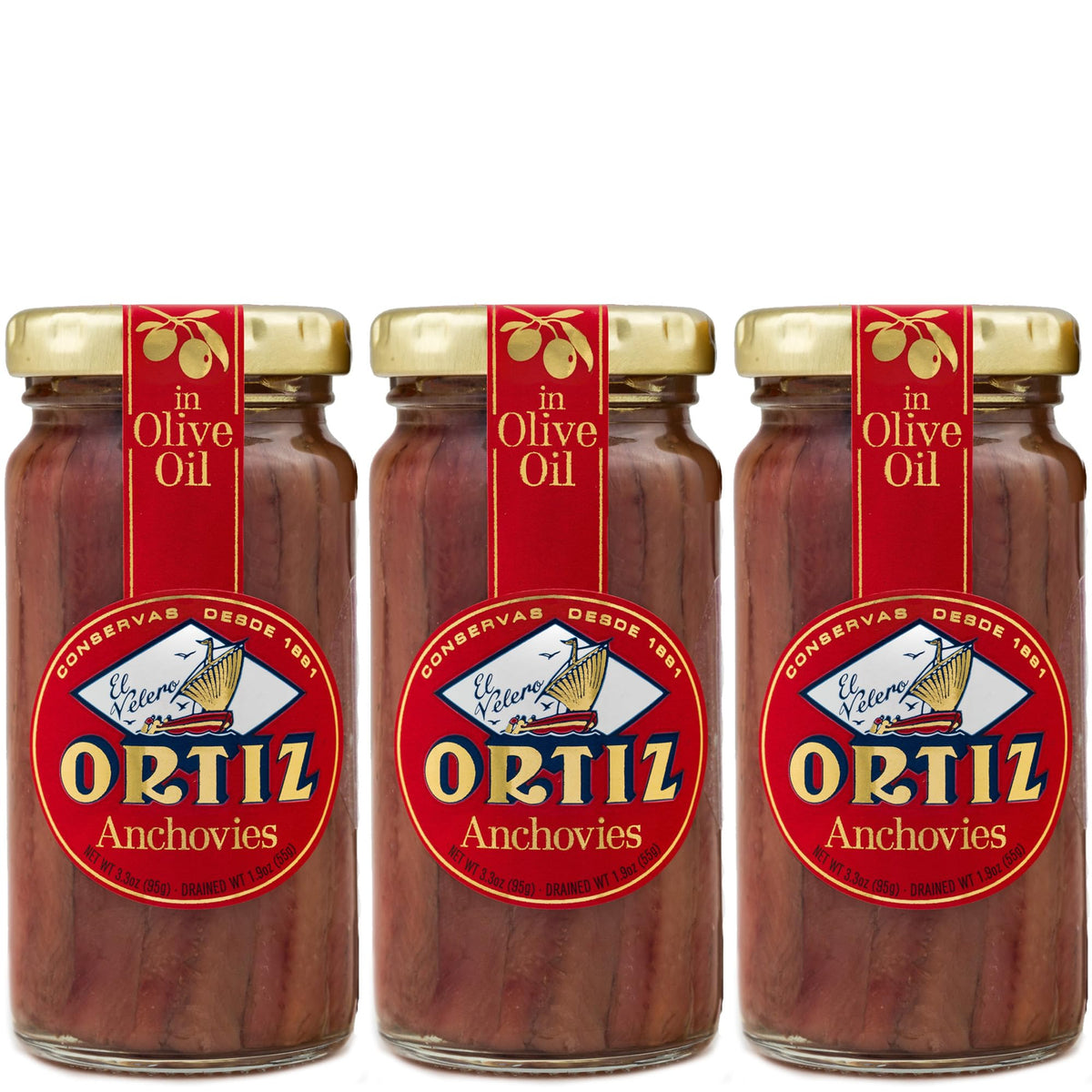 Ortiz anchovies in olive oil in glass jars for versatile snacks and garnishes