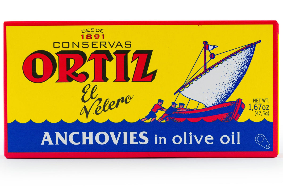 Ortiz anchovies on a baguette illustrate a quick, savory starter.