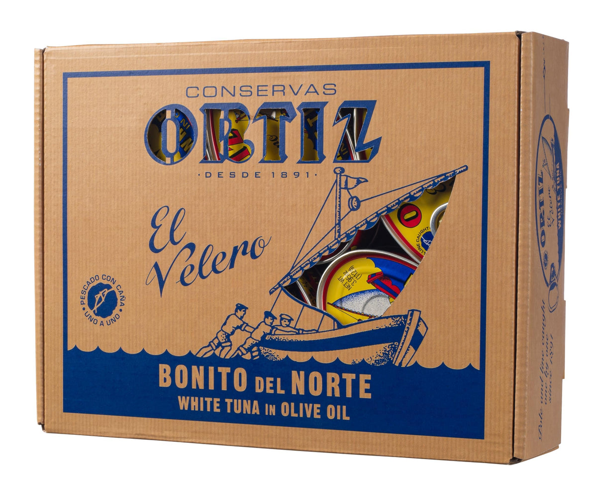 Ortiz white albacore tuna in olive oil, 12-pack ready for pantry meals.