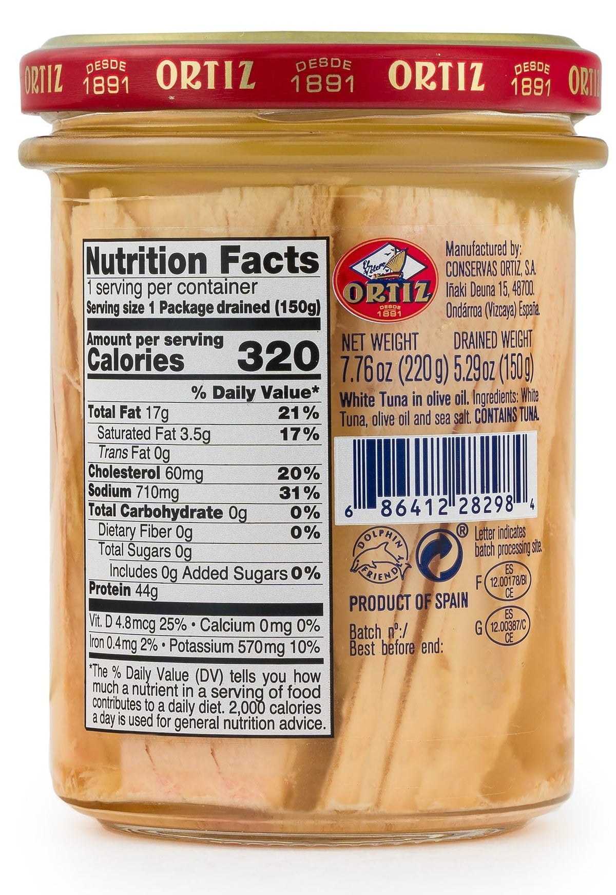 Ortiz white tuna in olive oil jar serving demonstrates ready-to-eat convenience and rich flavor