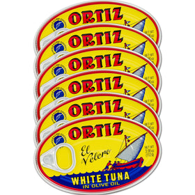 Ortiz white tuna olive oil can gleaming, ideal for quick salads