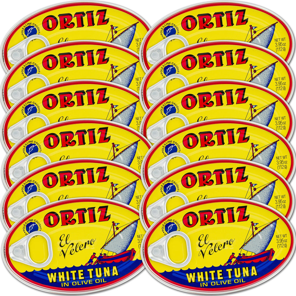 Ortiz white tuna in olive oil with tender slices ready for salads