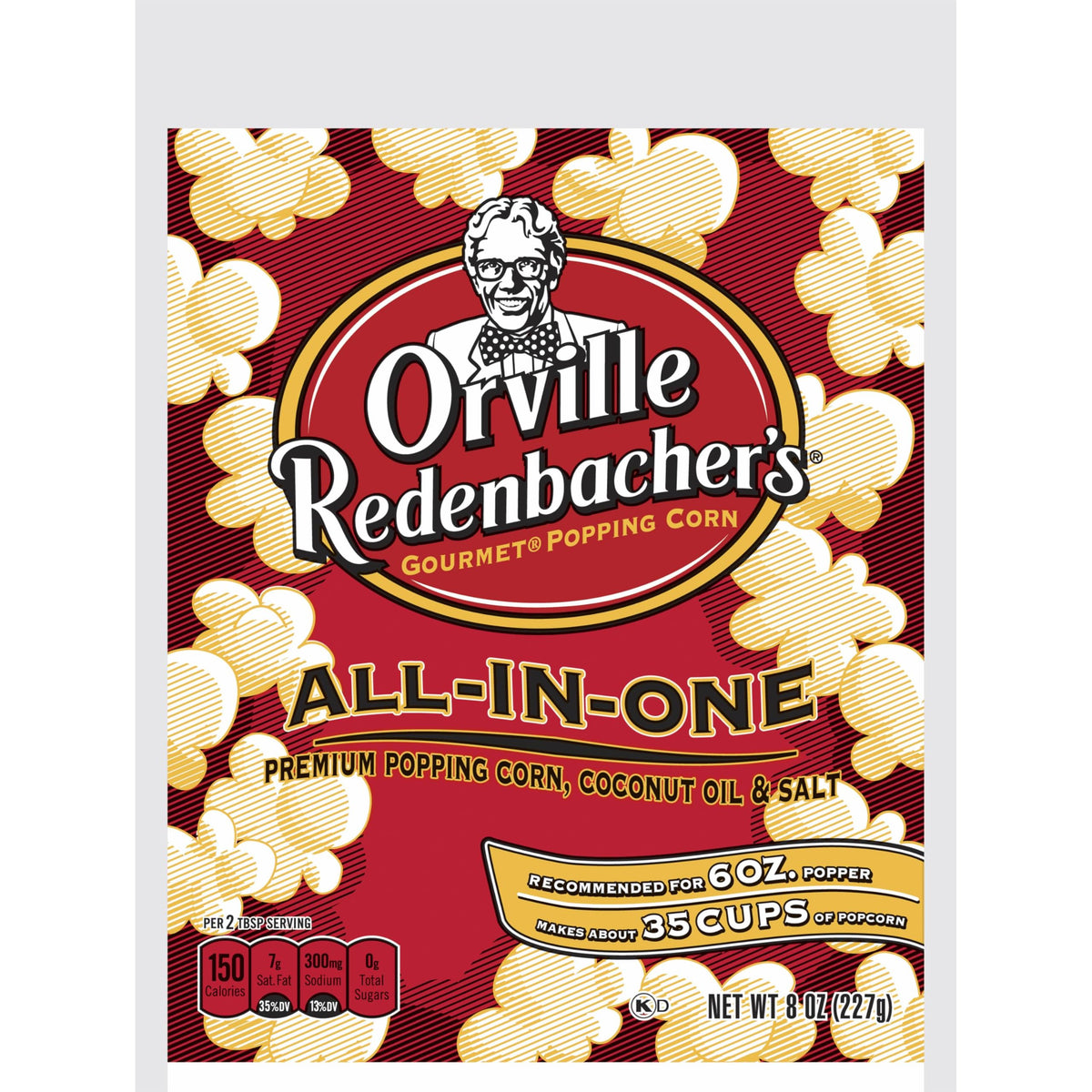 Orville Redenbacher's all-in-one kit with coconut oil pack for quick, flavorful popcorn.