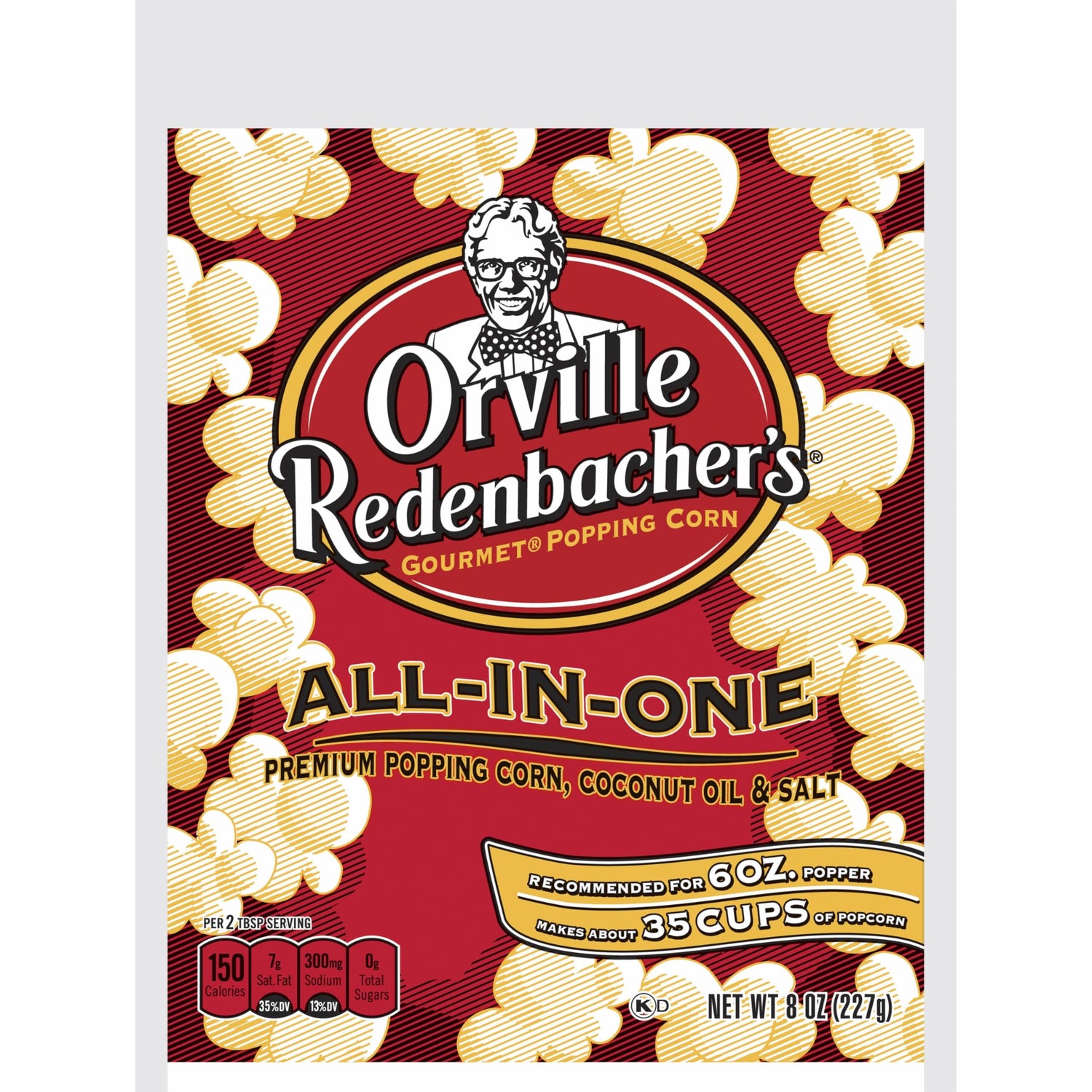 Orville Redenbacher's all-in-one kit with coconut oil pack for quick, flavorful popcorn.