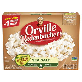 Orville Redenbacher's avocado oil sea salt popcorn bags for microwave snacking