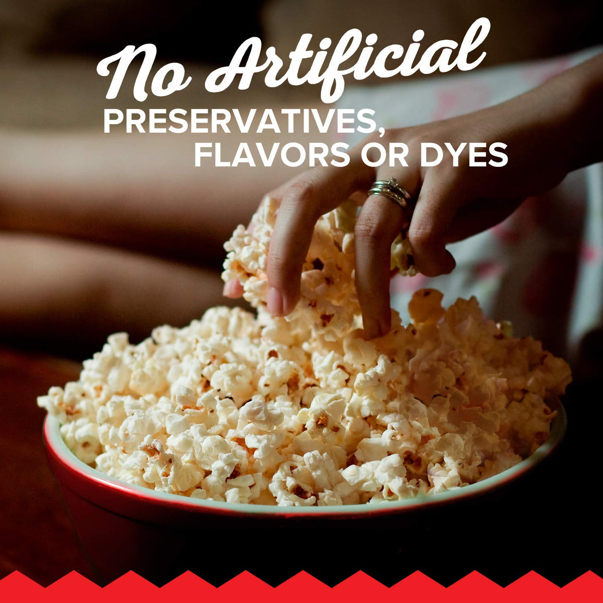 Orville Redenbacher's kettle corn microwave bag opened for sharing