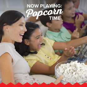 Orville Redenbacher's microwave popcorn bags show convenient prep in minutes.