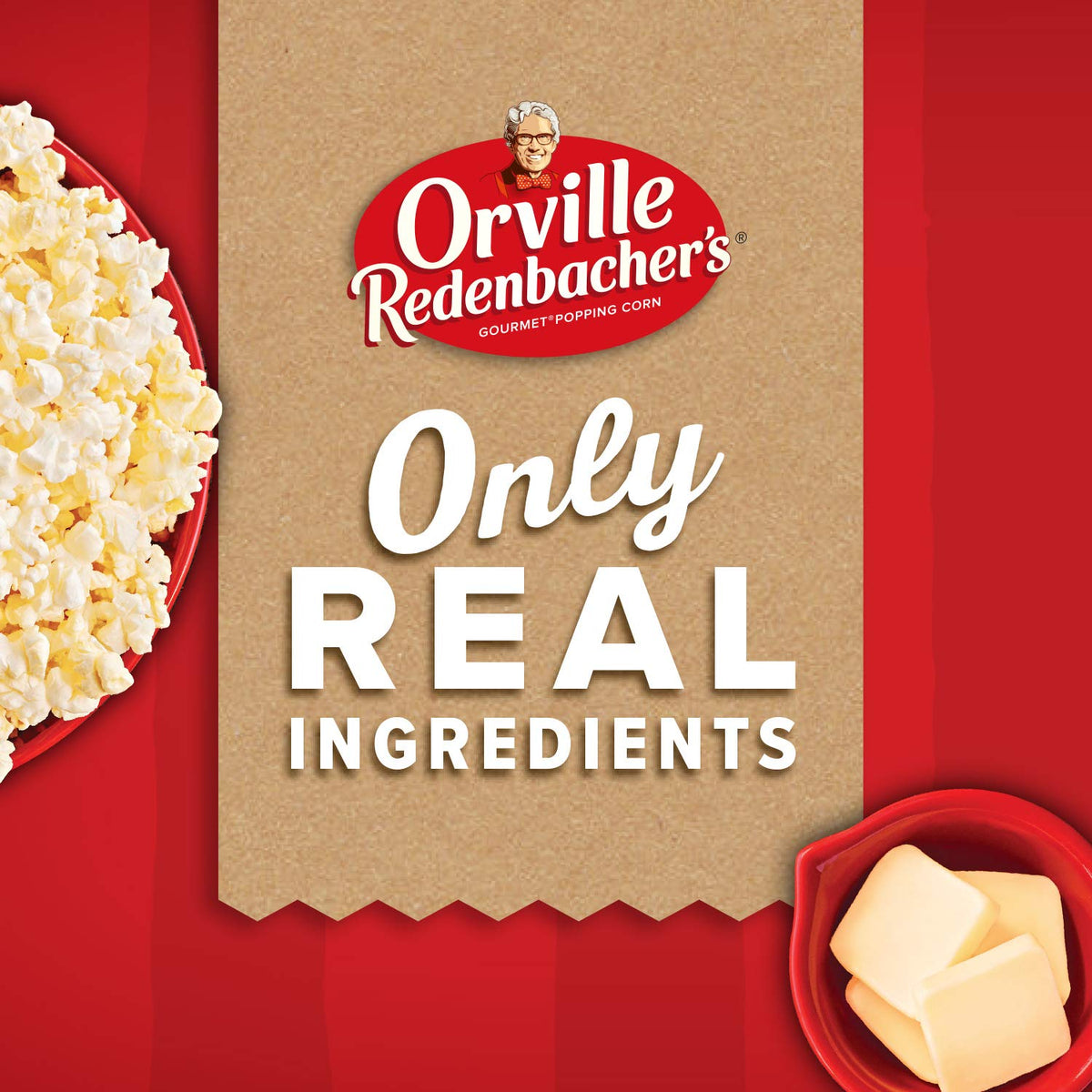 Orville Redenbacher's microwave popcorn being prepared in a microwave.