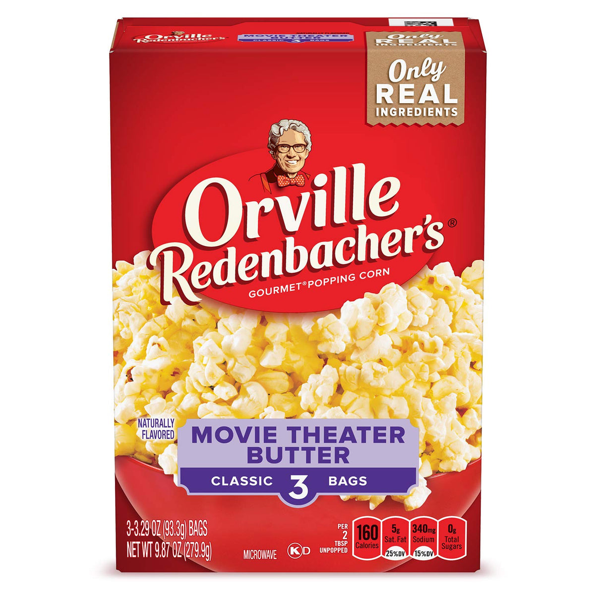 Orville Redenbacher's Movie Theater Butter popcorn bags showing cinema flavor at home