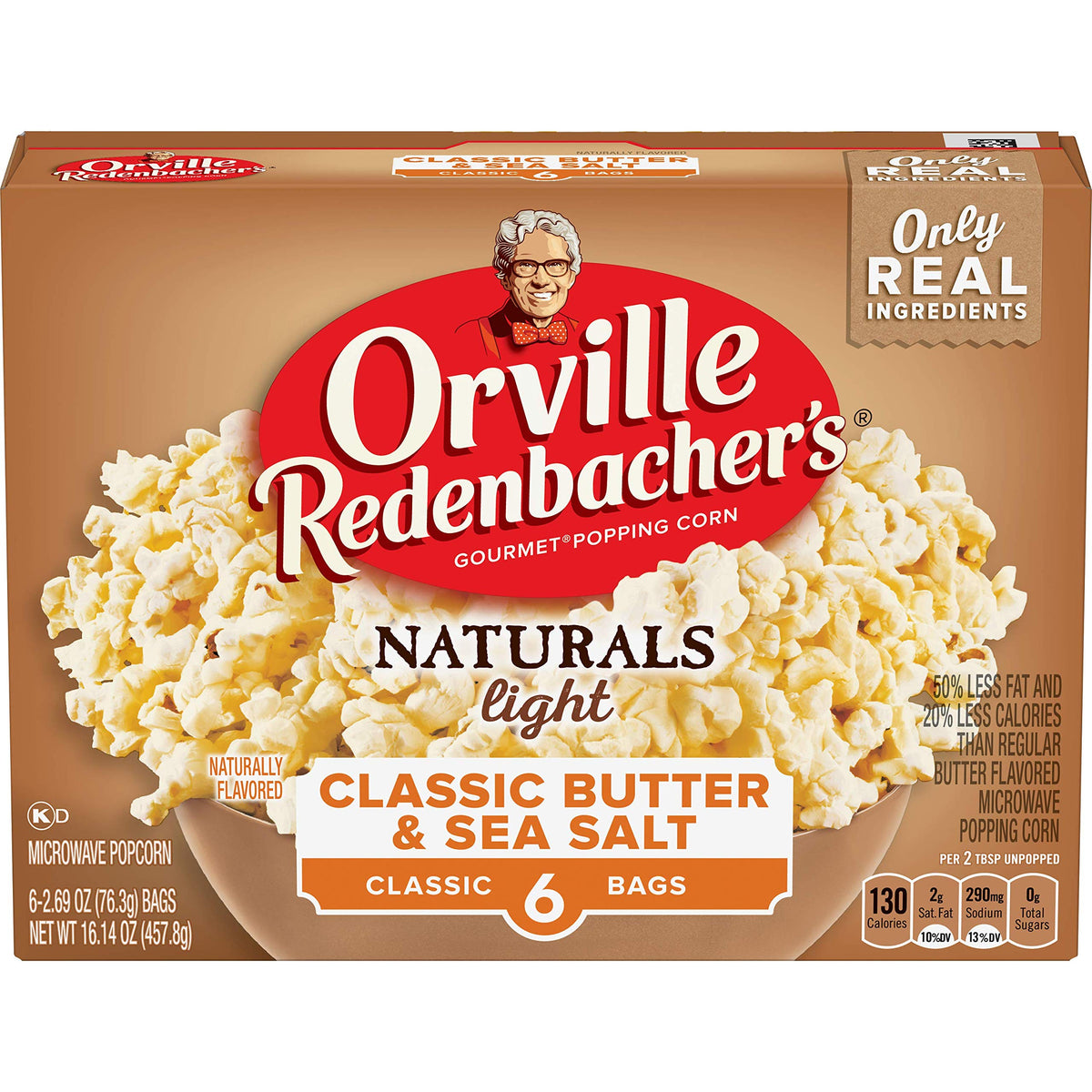 Orville Redenbacher's Naturals popcorn bag—gluten-free and whole grain.