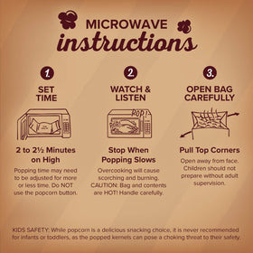 Ready in minutes—2 to 2.5 minutes per bag for Orville Redenbacher's Naturals.