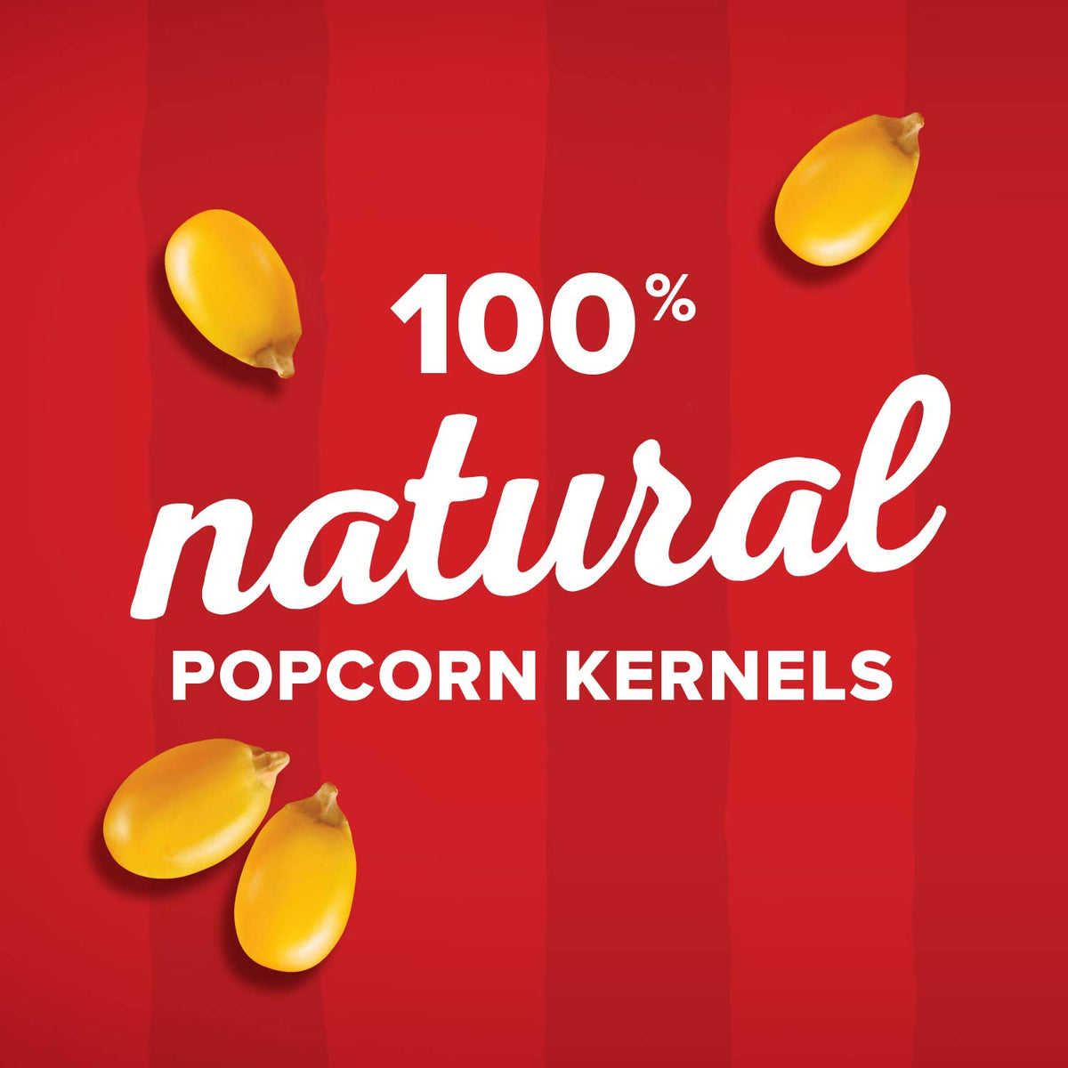 Close-up of golden Orville Redenbacher's kernels, gluten-free and Non-GMO, ready to pop