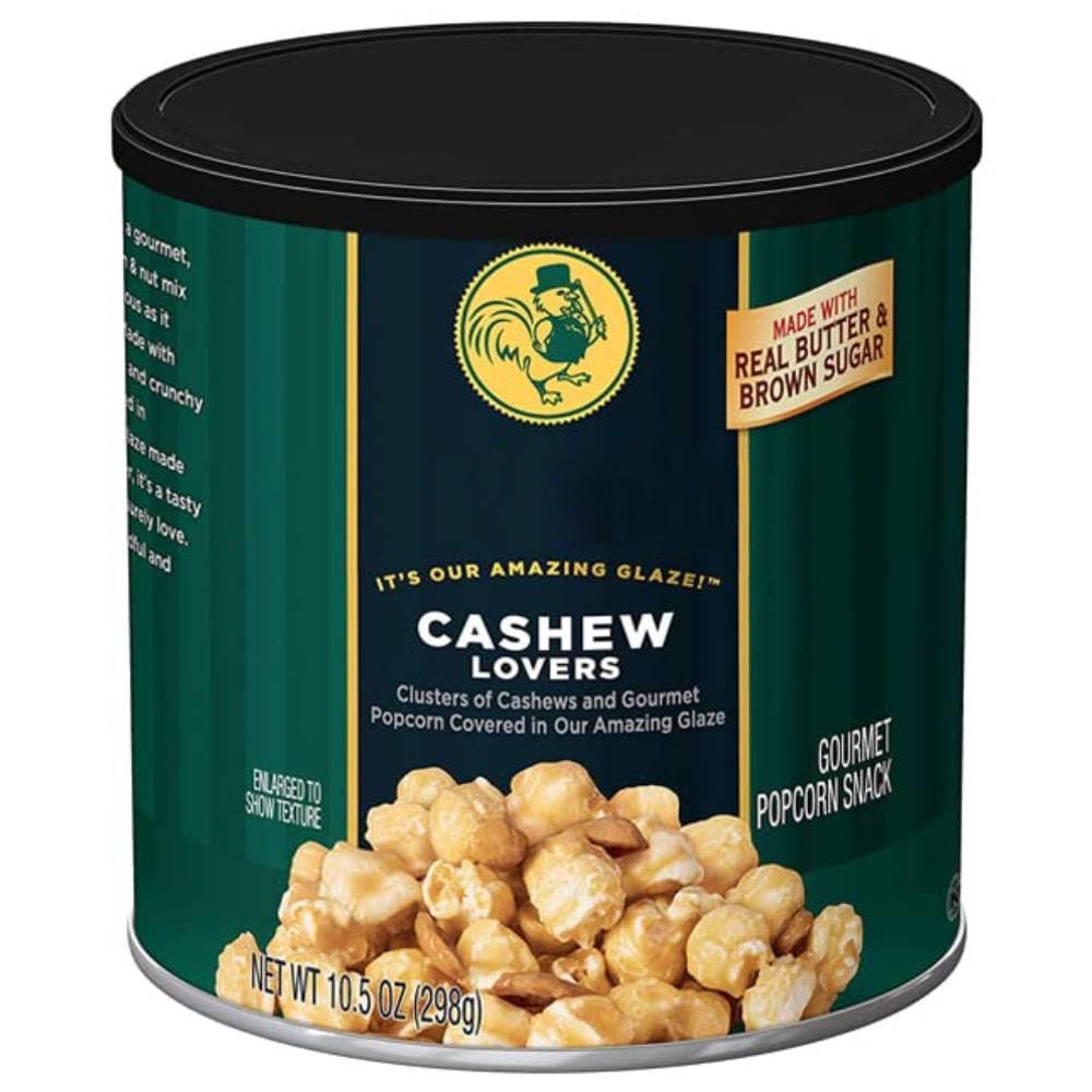 Orville Redenbacher's Poppycock Cashew Lovers glaze-coated popcorn, delivering a rich, flavorful snack.