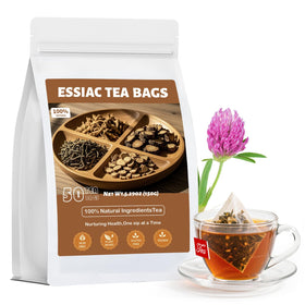 Oryvox Essiac Tea packaging highlights eco friendly design and freshness