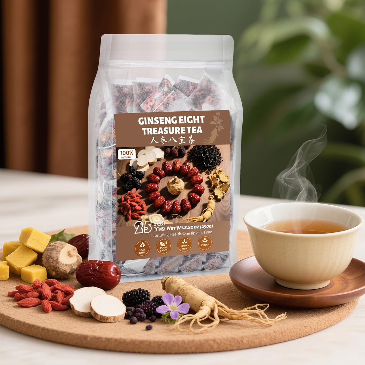Unboxing Oryvox Goji Ginseng Kidney Tea reveals a calming tea ritual.