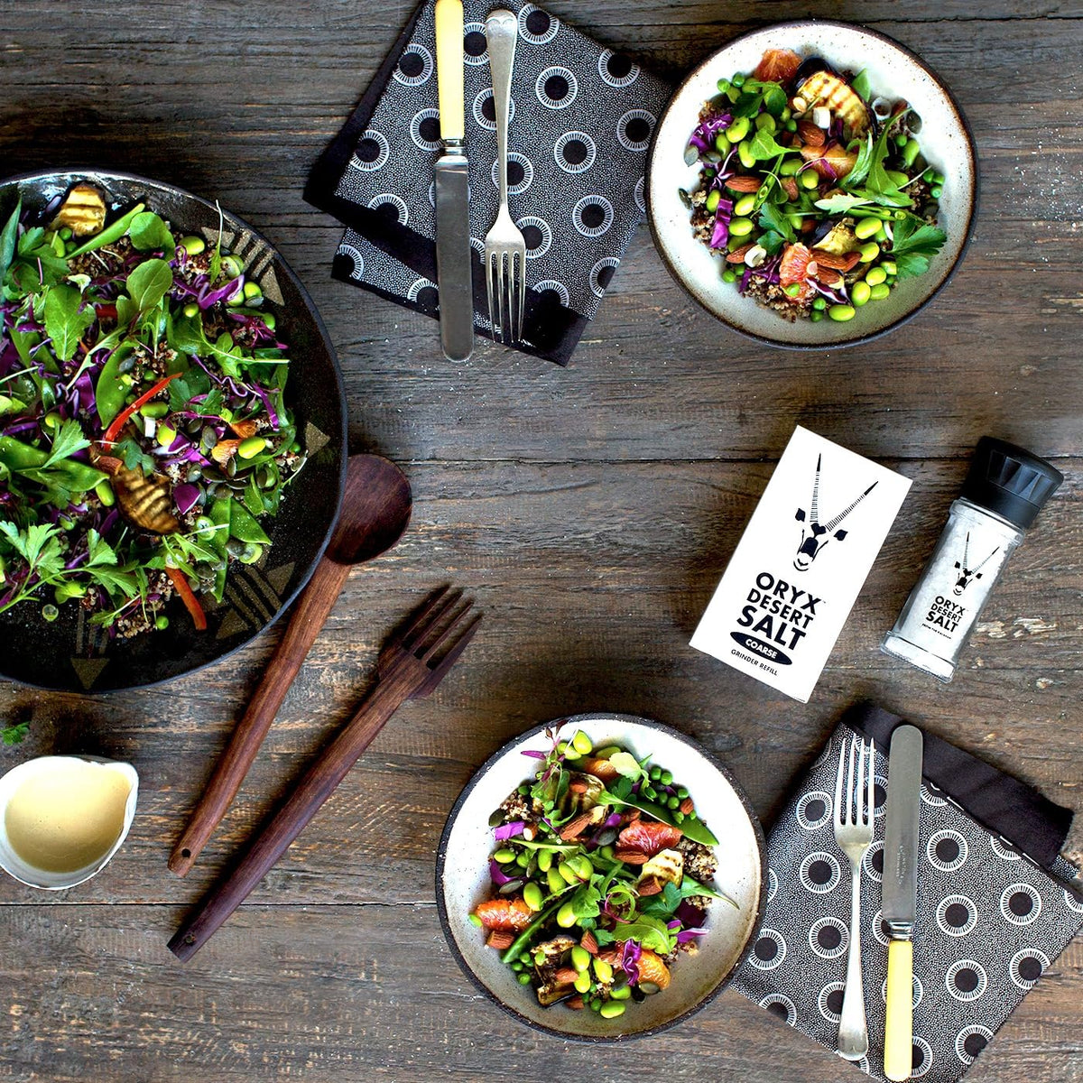 Oryx Desert Salt grinder shows ceramic mechanism for smooth grinding.