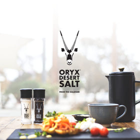 Oryx Desert Salt packaging box highlights sustainable refills.