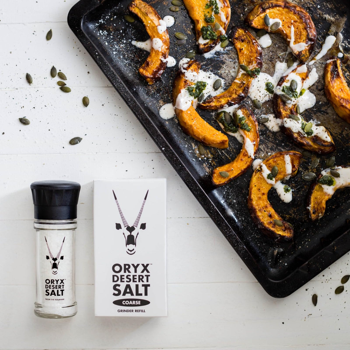 Oryx Desert Salt refill boxes enable easy, reusable seasoning setups.