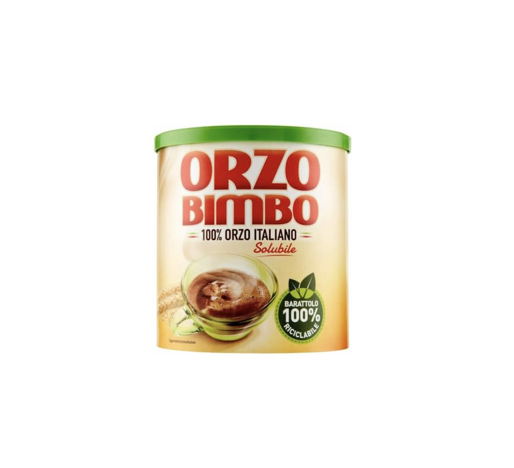 Orzo Bimbo Solubile 120g jar front view; compact packaging for easy kitchen storage.