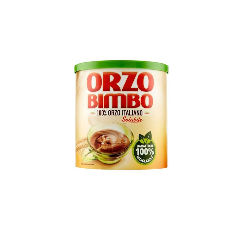 Orzo Bimbo Solubile 120g jar front view; compact packaging for easy kitchen storage.