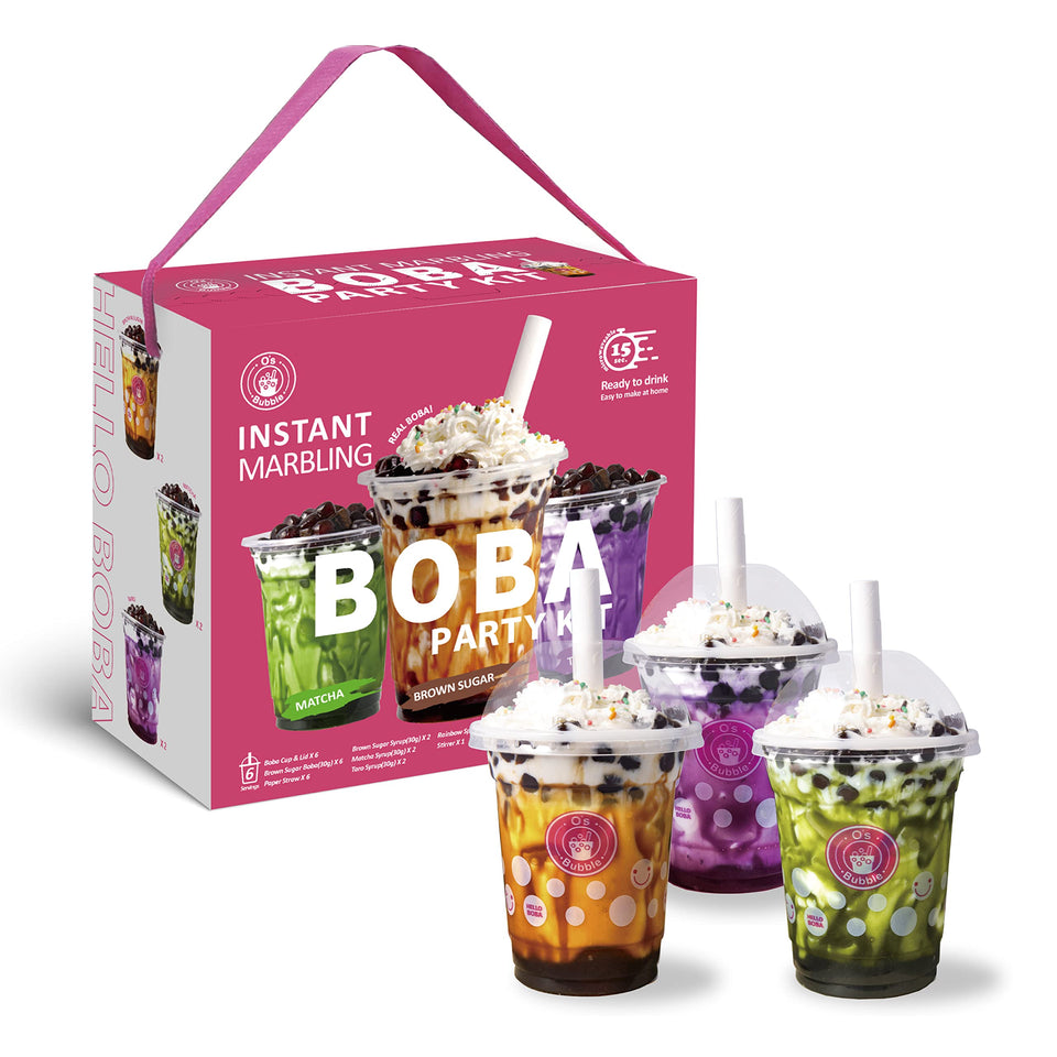 O's Bubble Boba Kit box opens to reveal all components for a fun party setup.
