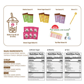 O's Bubble Boba Kit flavors shown with taro and brown sugar options for experimentation.