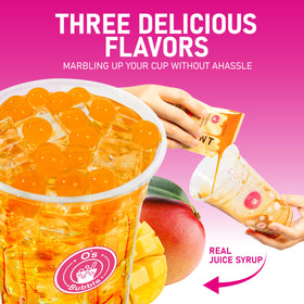 O's Bubble boba pearls and flavor packs highlight chewy texture and mixable options