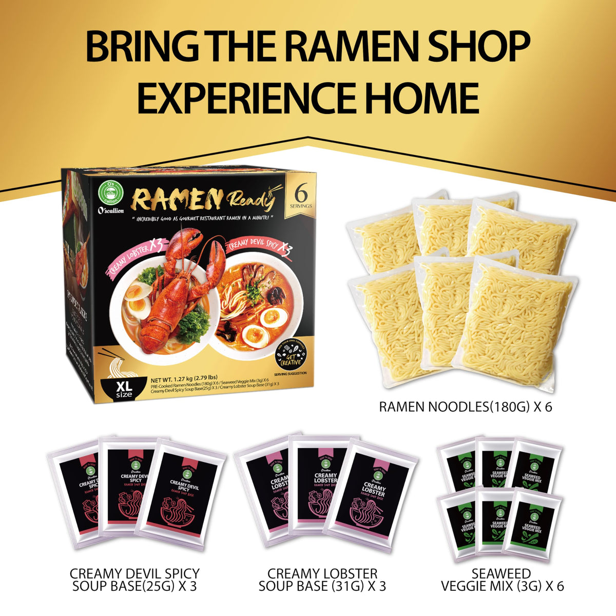 O'scallion quick-prep ramen shown boiling water for fast meals
