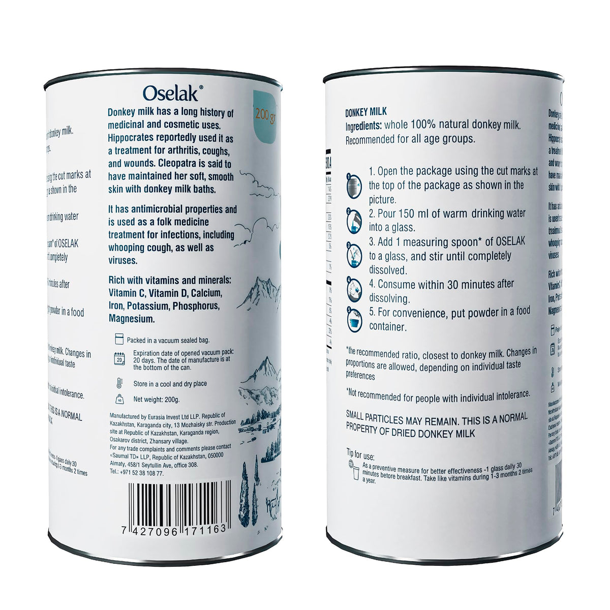Oselak donkey milk powder cosmetic use idea in skincare