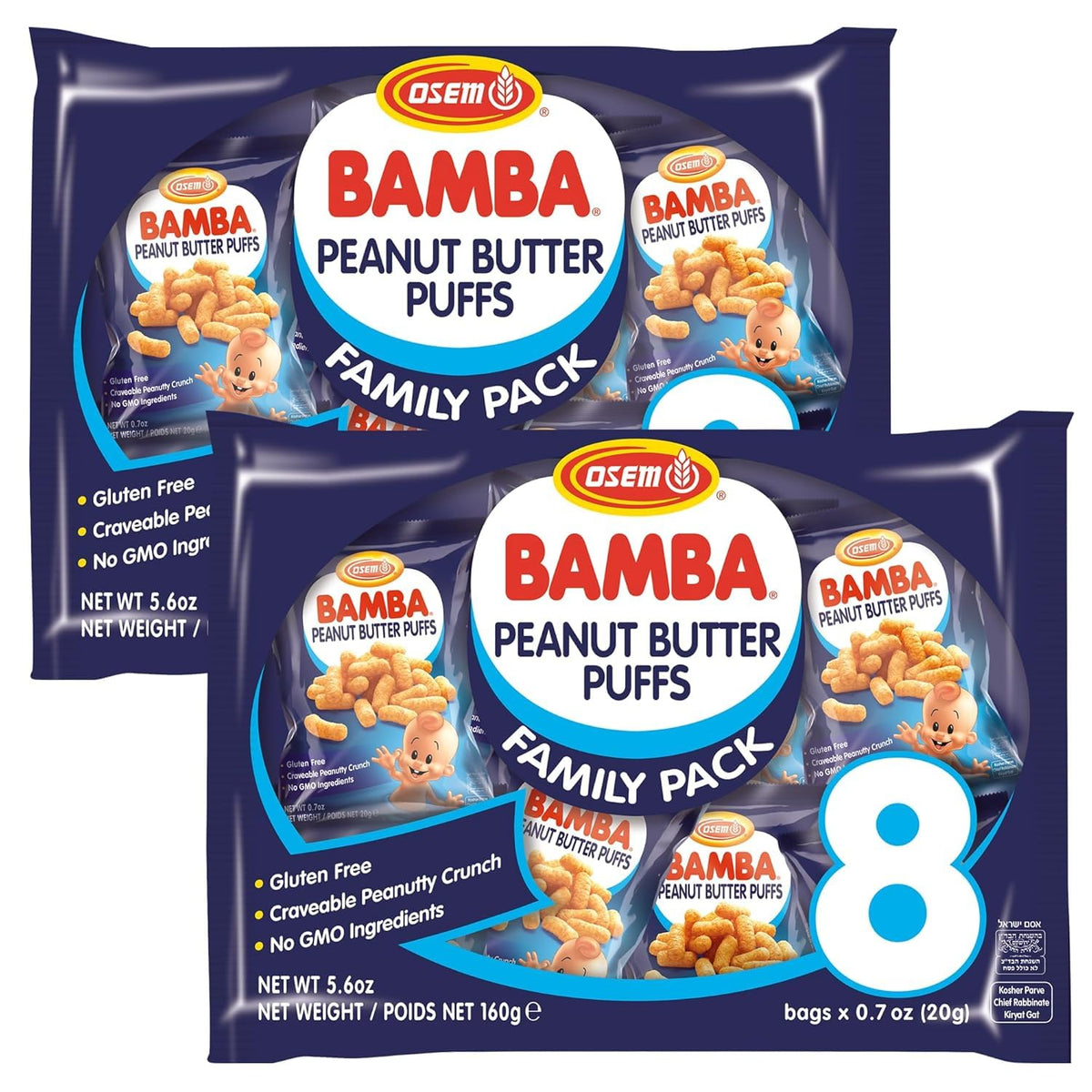 Osem Bamba peanut butter puffs bag front, great family snack