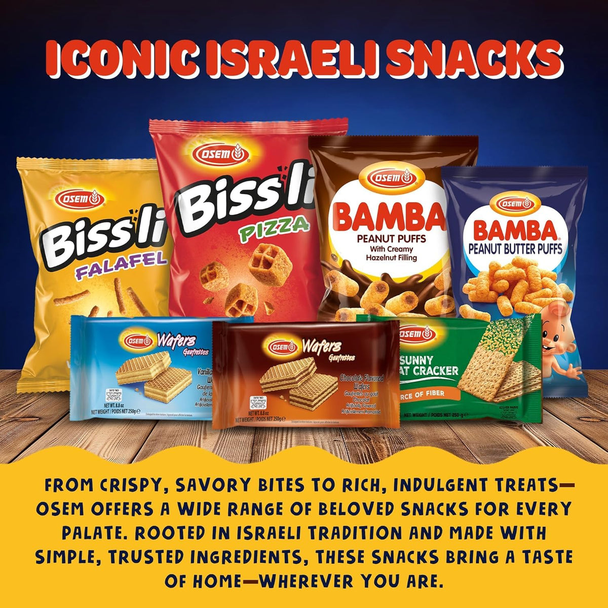 Osem Bamba Peanut Butter Puffs close-up emphasizing crunchy, melt-in-mouth texture.